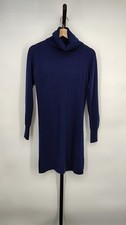 Quince Women Mongolian Cashmere Turtleneck Sweater Dress Navy Basic Sleeved S