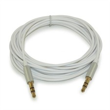 10ft EXTRA SLIM 3.5mm Mini-Stereo TRS Male to Male Gold Plated Cable Whit