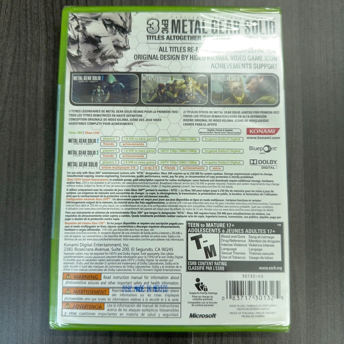 Metal Gear Solid HD Collection Xbox 360 (Brand New Factory Sealed