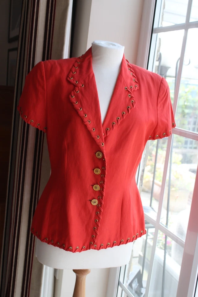 Mondi Orange 55% Silk & Linen short slee Jacket skirt Suit worn once size 10-12 - Image 2 of 4