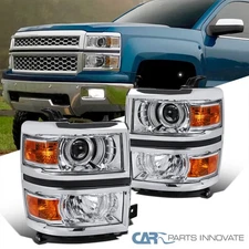 Fits 14-15 Chevy Silverado 1500 Clear Projector Headlights w/ Amber Corner Lamps