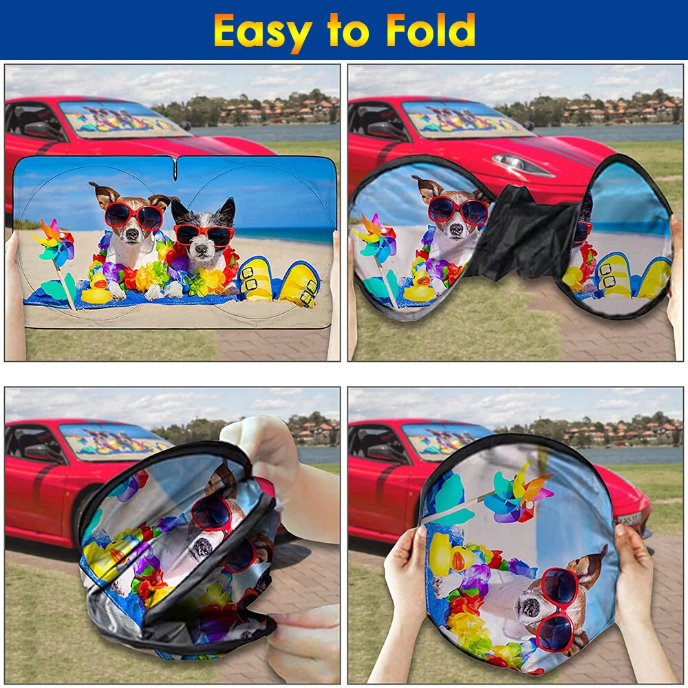 Car Sun Shade Windshield Front Window Cartoon Visor SUV Foldable UV Shield Cover