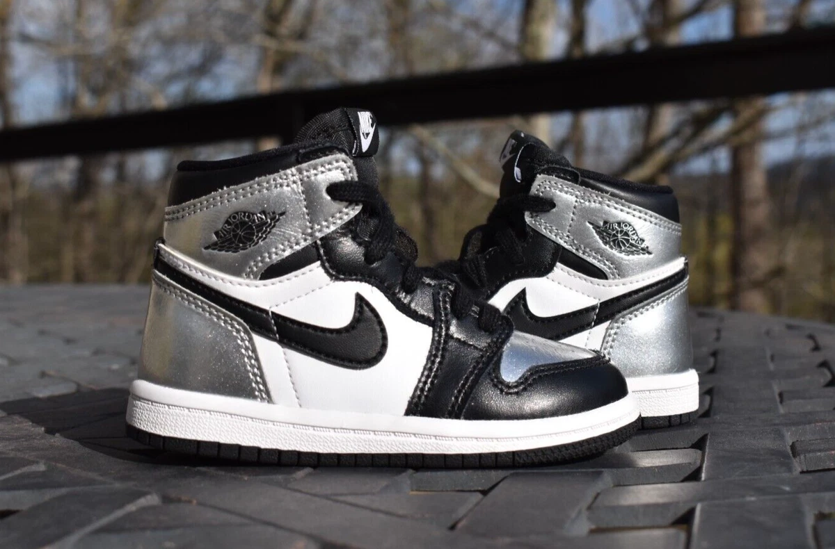 Nike Air Jordan 1 Retro High OG TD 'Silver Toe' CU0450-001 Toddler Size 7C