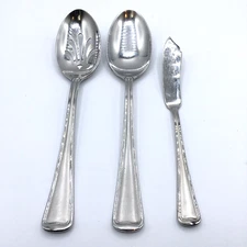 Gorham MONET FROSTED Satin & Glossy Serving Spoons & Butter Knife Spreader