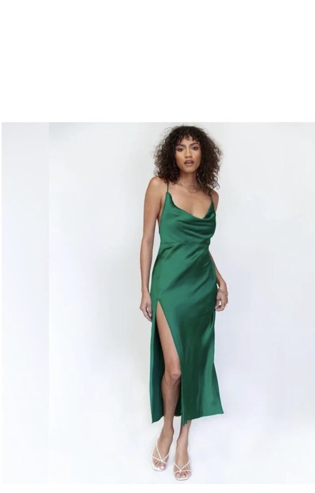 princess polly green satin dress Lioness Formal Size Small out look of sweet