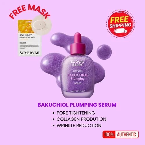 EQQUALBERRY Bakuchiol Plumping Serum 30ml-Anti-Aging - US SELLER -FREE GIFTS