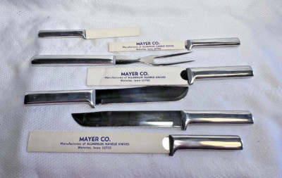 Mayer Co. Aluminum Handle Incomplete Knife Set With Serving Fork Waterloo IA USA