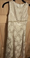 Jessica McClintock Girls Size 16 Beaded Floral Dress Ivory Gold m