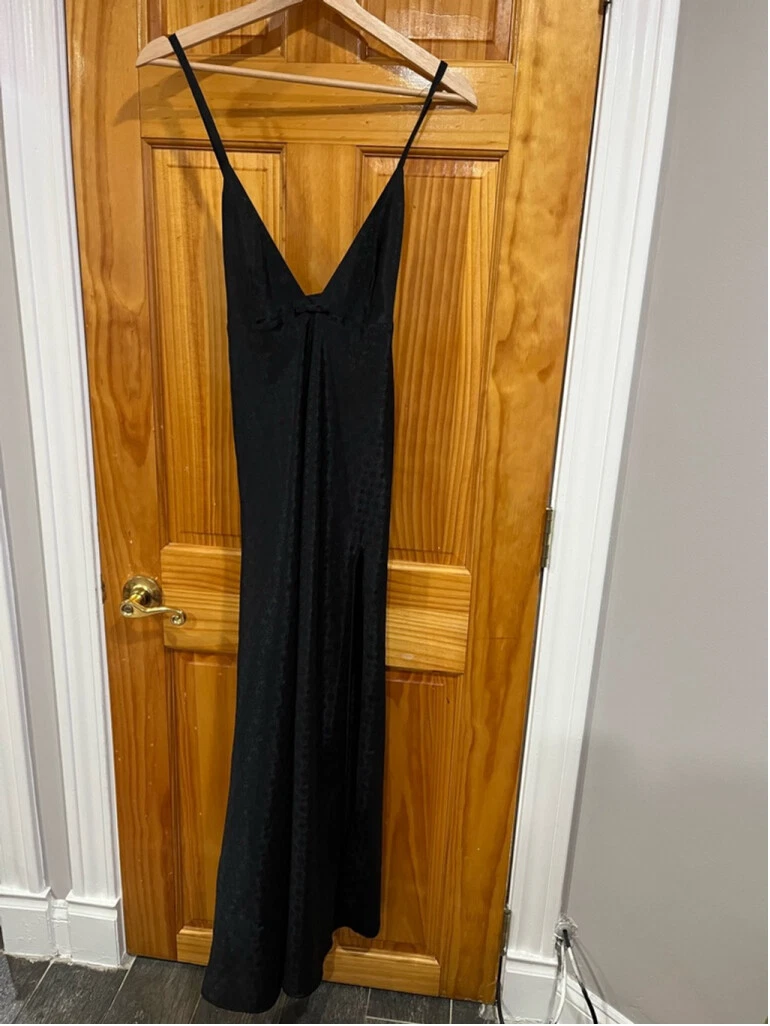 UNDERCOVER Abito VICTORIA’S SECRET Crown Label nero seta maxi negligee slip scuro romantico