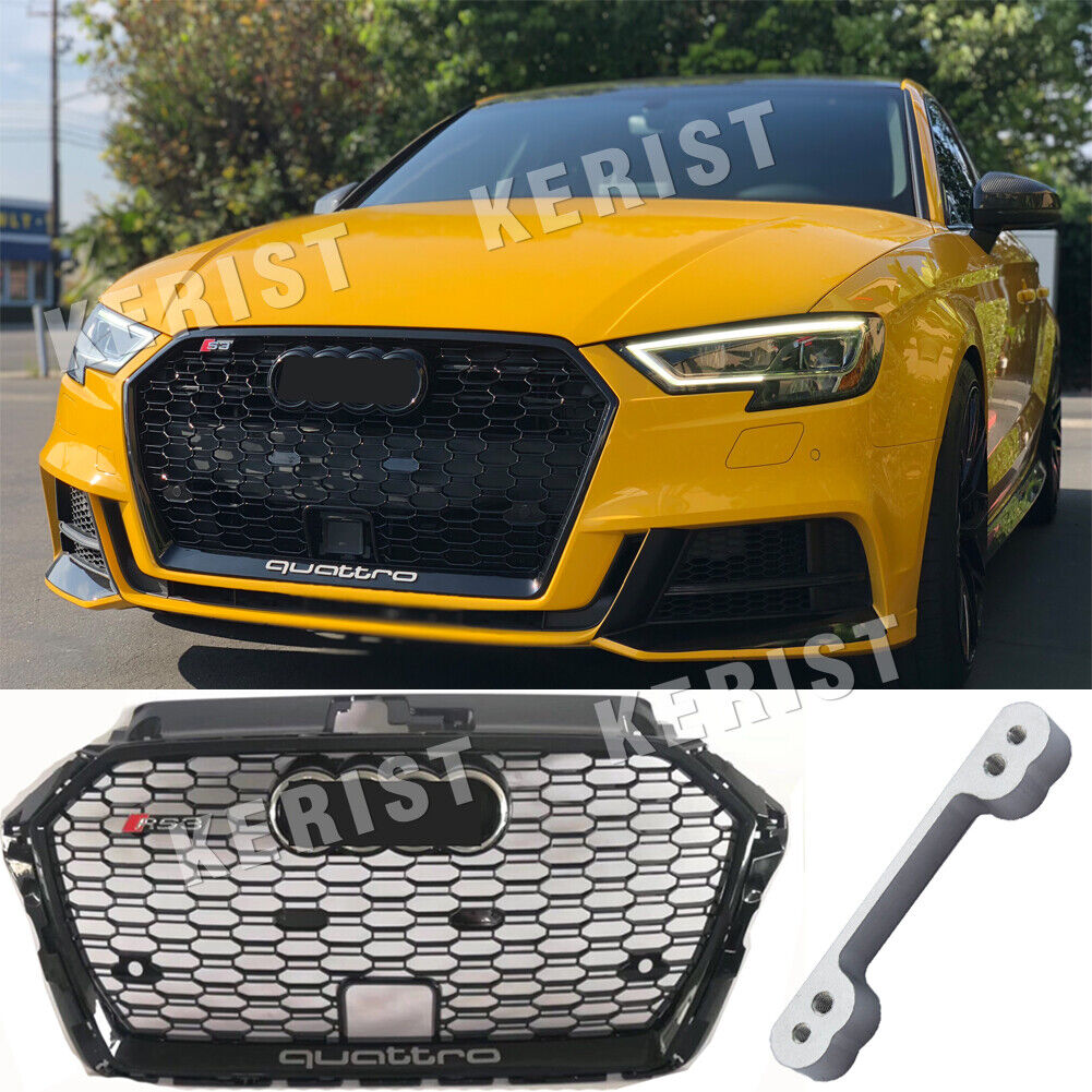 Fydun 1 Pair Glossy Black Front Bumper Light Grille Mesh Grill Trim Left  Right for RS3 Style for A3 S3