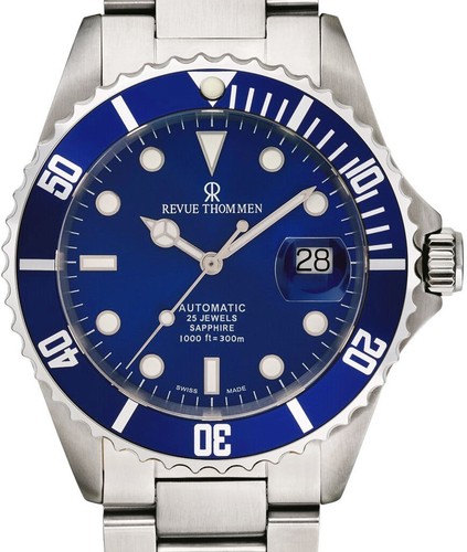 Reloj para hombre REVUE THOMMEN Diver XL automático hecho en Suiza esfera azul SS 17571.2123 - Imagen 5 de 8