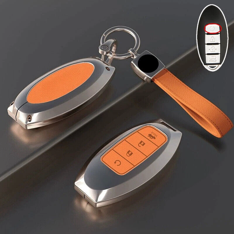 Zinc Alloy Leather Car Key Case Cover For Nissan Altima Maxima Murano Leaf kicks Foto 3 de 4