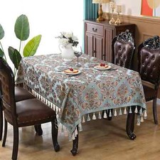 Jacquard Dining Table Cloth Tassel Tea Table Cover Satin Square Tablecloth