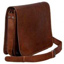 Men's Large Messenger Brown Vintage Leather Shoulder Satchel 15" Laptop Bag NEW