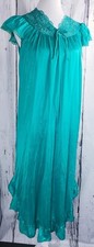 Vintage Nancy King Lingerie Nightgown Sleepwear Lace ShortSleeve Emerald S 77168
