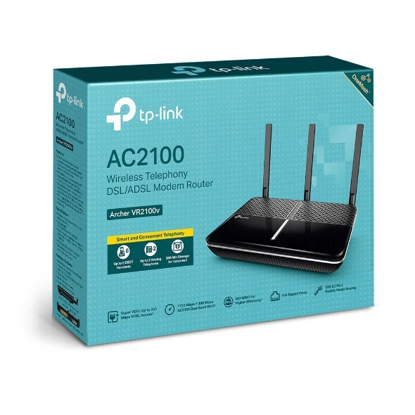 TP-Link Archer VR2100v AC2100 Dual Band WLAN Telefonie Modem Router Annex B v1 - Bild 4 von 4