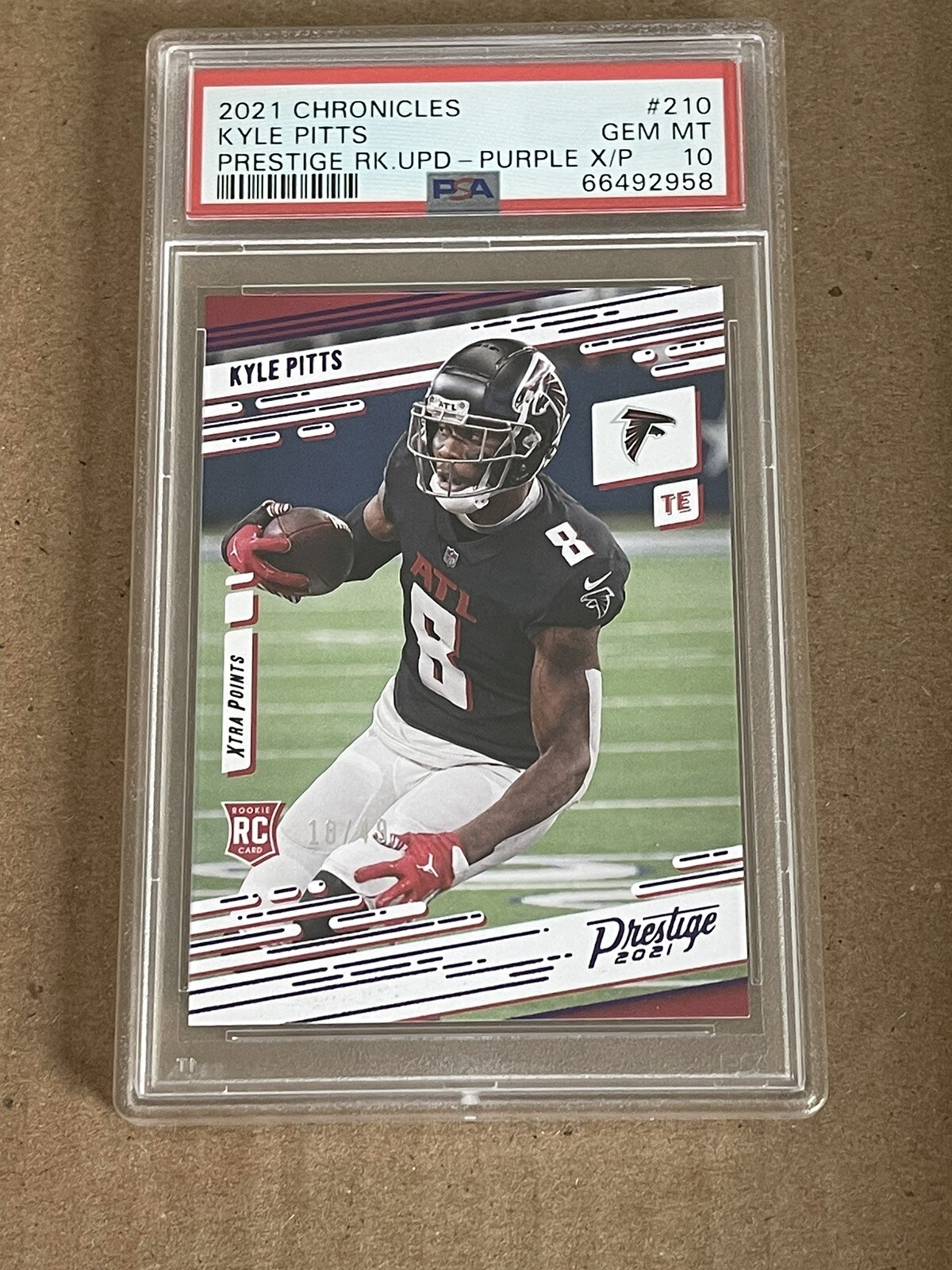 Kyle Pitts Panini Chronicles Prestige Rookie Update #210 Purple Xtra Points