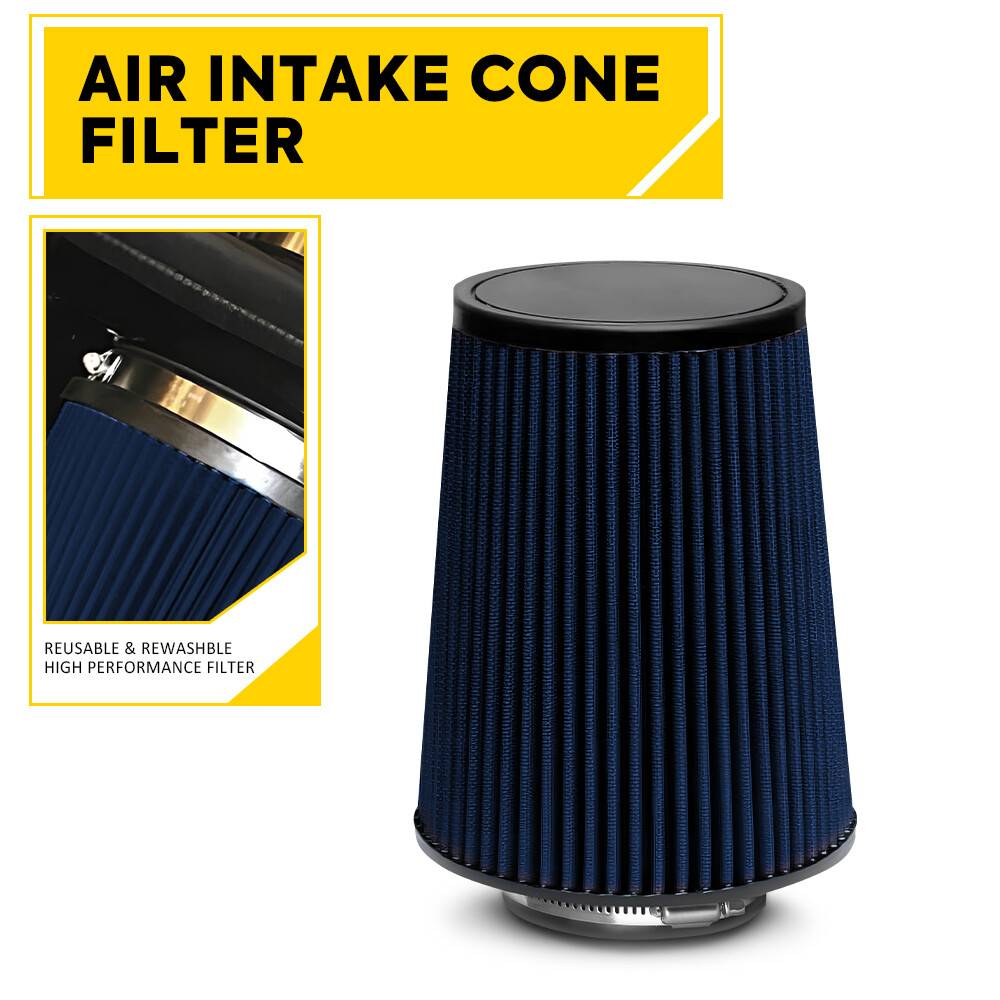 4-Inch 102mm Cold Air Intake Cone Long Filter Blue for Jeep Truck