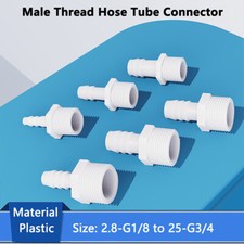Male Thread Hose Tube Connector Plastic Straight Joiner Pipe Fitting Barbed