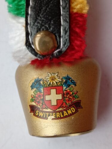 Vintage Retro Keyring Black Leather Look B Cow Bell Switzerland 🇨🇭 Lucerne  - Picture 1 of 7