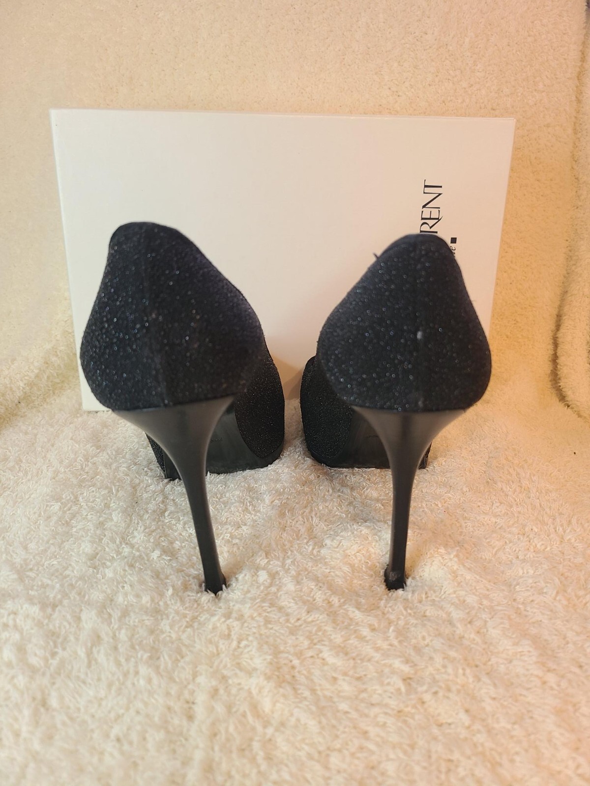 RARA YSL Saint Laurent Tribtoo 80 décolleté nere scintillanti taglia 39 5 $795