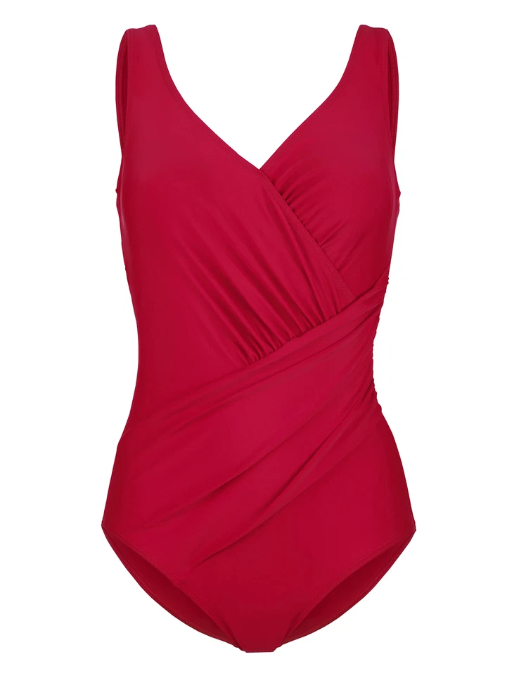 MARITIM Bademode Damen Badeanzug Wickeloptik Rot ohne Bügel Größe 58B - Bild 2 von 4