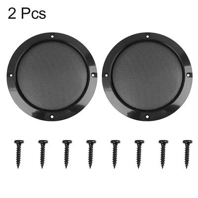 X AUTOHAUX 2pcs 5" Auto Car Speaker Grill Cover Steel Mesh Audio Subwoofer Protector Black