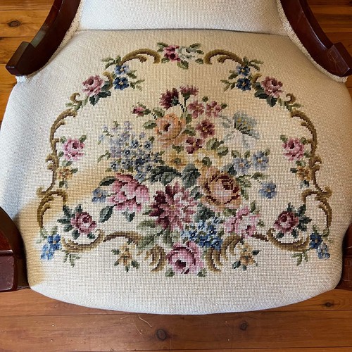 Victorian Walnut Tapestry Armchair - Picture 6 of 8