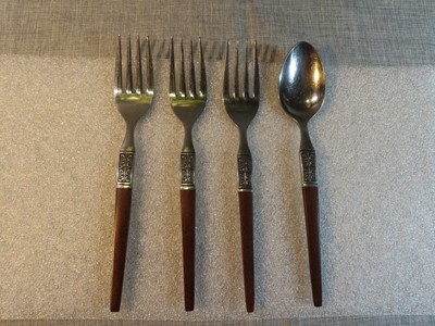 MCM EKCO ETERNA La Joya pattern Set of 3 Dessert Forks & 1 Teaspoon - Nice