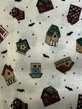 Birdhouse Toss Cotton Fabric Springs Industries 1.5 Yards 43 X 54