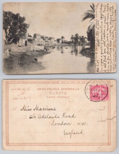 s23426 Vue du Nord *TORN* Luxor  Egypt  postcard 1907 stamp - Picture 1 of 3