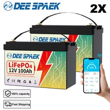 2x 12V 100Ah LiFePO4 Battery Deep Cycle Lithium Akku BMS Solar RV Trolling Motor
