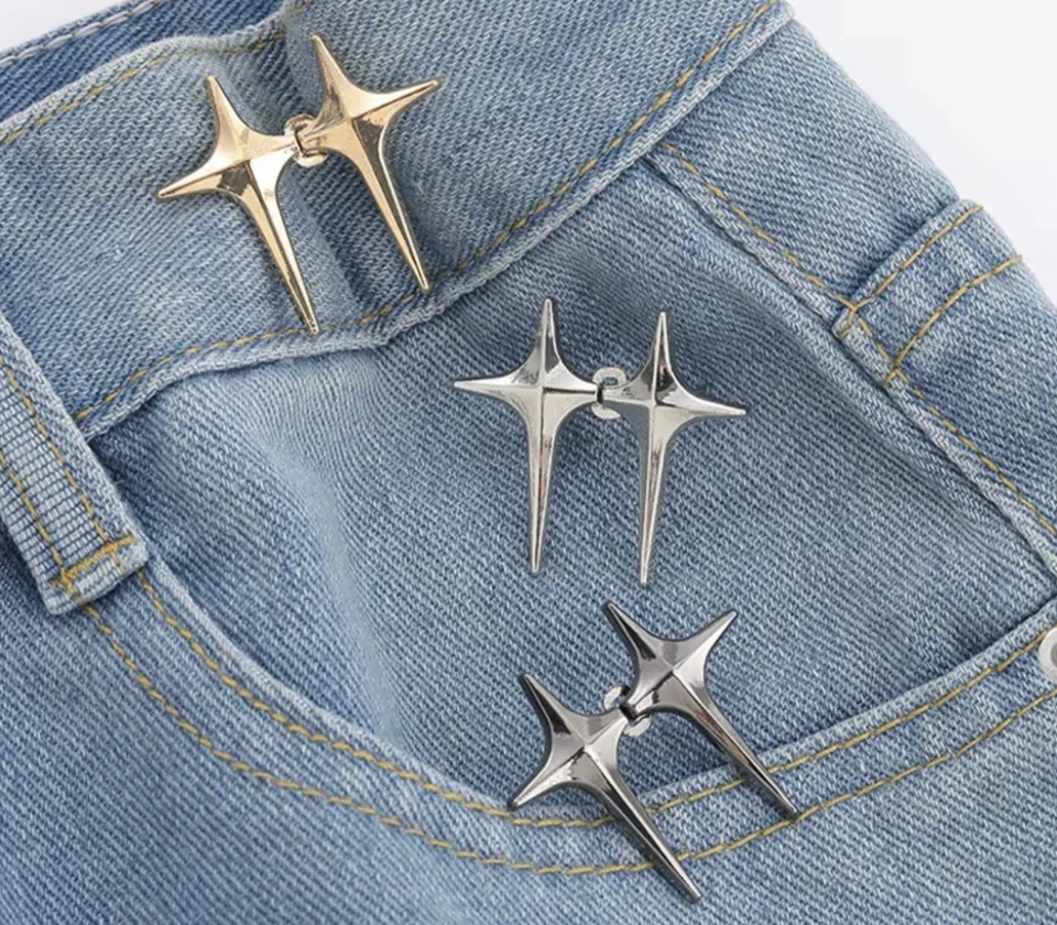 Adjustable Jeans, Pants Waist Buckle Set – Cross Star Metal Waist Tightener - Image 3 of 4