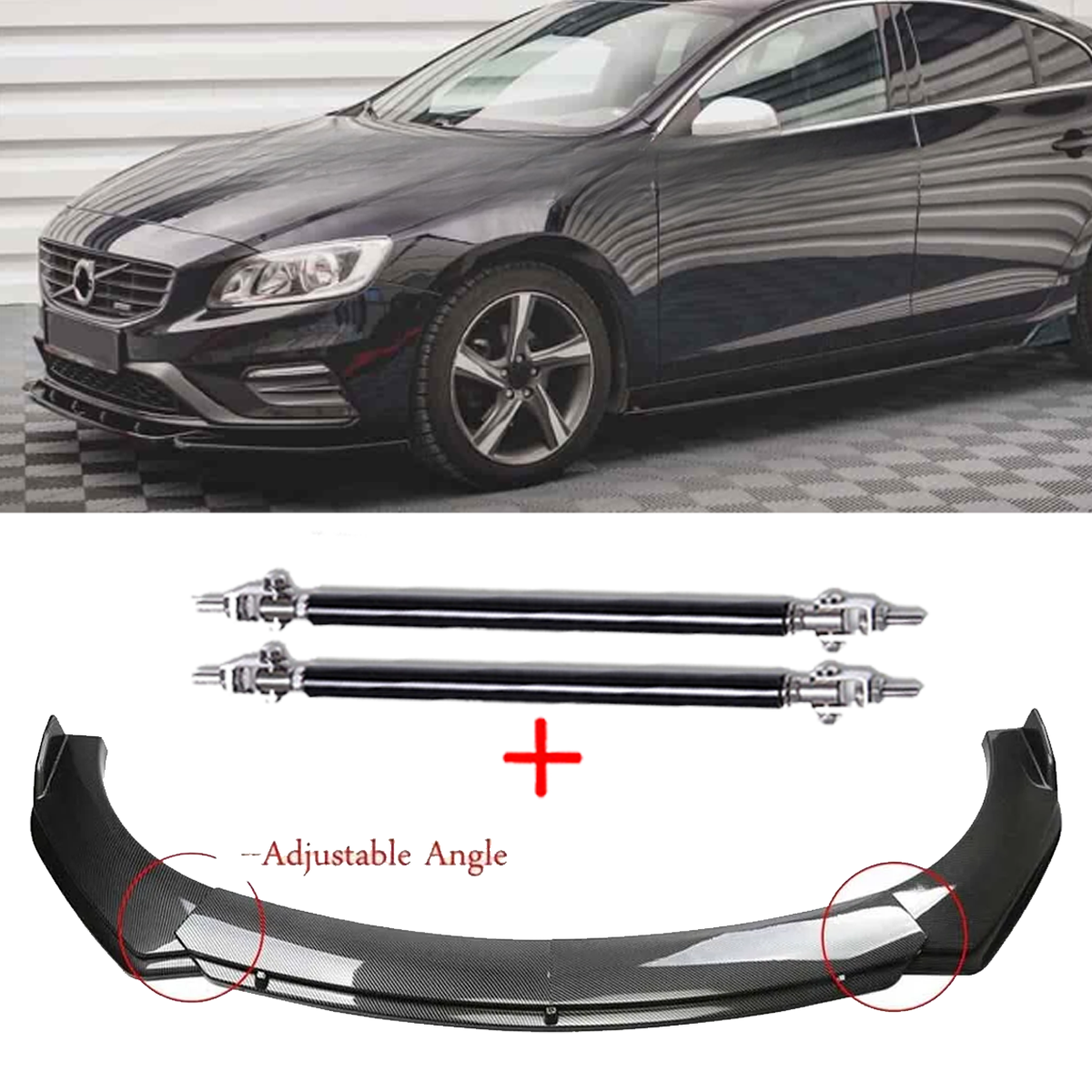 Carbon Fiber Front Bumper Lip Spoiler for Volvo S40 S60 V40 V60 V70