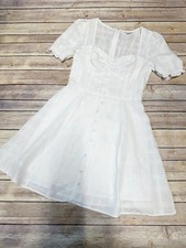 Guess Womens Heidi Casual Short Short Sleeves Mini Dress Pure White Size XS