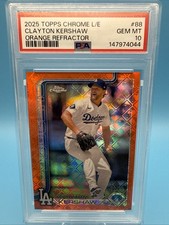 PSA 10 Clayton Kershaw - 2025 Topps Chrome Logofractor #88 Orange /25 - Dodgers