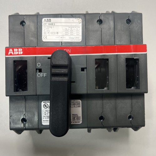 ABB OT 160E3 Disconnect Switch Non-Fusible 125A 3P 600V 3PH Panel Mount 125 Amp - Picture 1 of 8