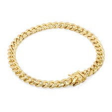 14K Yellow Gold 7.5mm Miami Cuban Link Chain Bracelet Box Clasp Mens Womens 7"