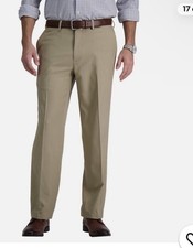 Haggar Men's Super Flex Waistband Straight Fit Pant, Khaki, 32x30 New
