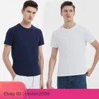 New Men's Mercerized Cotton T-shirt Crew Collar Short Sleeves Casual Basic Tops