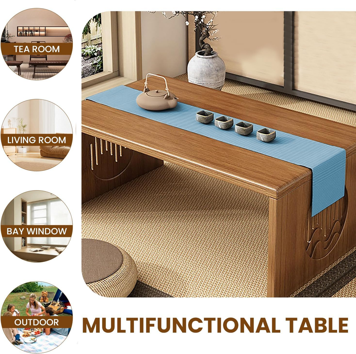 Foldable Japanese Coffee Table for Floor Seating - No Assembly Foldable Japanese Coffee Table for Floor Seating - No Assembly