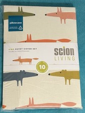 Scion Living Mr Fox Birthday King Size Duvet Cover Set 100% Cotton Reversible