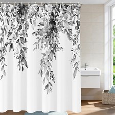 Shower Curtain Black and White Eucalyptus Shower Curtains for Bathroom Waterc