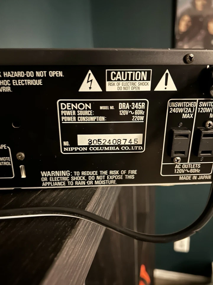 VINTAGE DENON DRA-345R 2 CHAN HiFi STEREO A/V RECEIVER AMPLIFIEr MADE IN JAPAN!! - Image 4 of 4