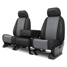 Faux Leather Honeycomb Quilted 1st Row Black Light Gray Custom Seat Covers Faux Leather Honeycomb Quilted 1st Row Black Light Gray Custom Seat Covers