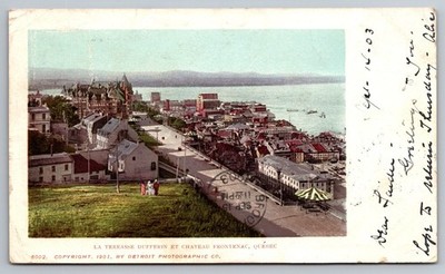 1903 La Terrasse Dufferin et Chateau Frontenac Quebec. Canada Vintage Postcard