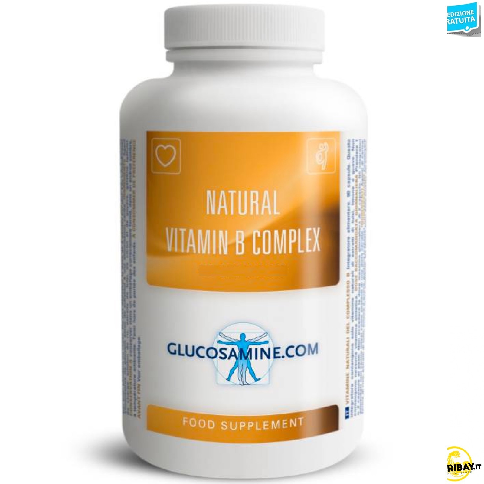 Glucosamine.Com Natural Vitamin B Complex 180 Caps - Energia Naturale