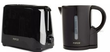 Image of BLACK 2 SLICE TOASTER DUAL CONTROL & BLACK 1.7 LITRE KETTLE CORDLESS JUG SET