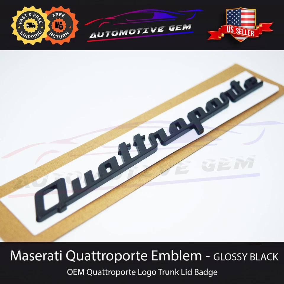 Maserati Quattroporte Emblem Gloss Black Trunk Lid Logo Badge Sticker OEM - Image 2 of 3