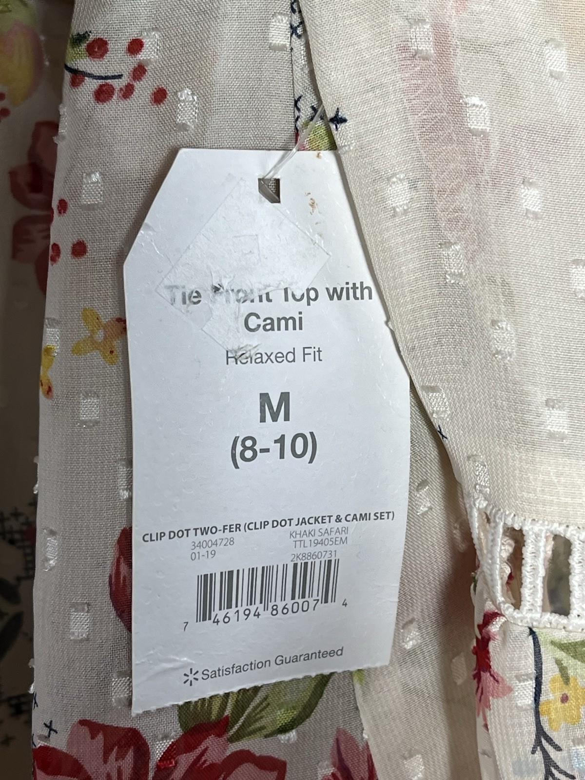 Time and Tru Lace Peasant Top Women’s Size M 8-10 Ivory Floral 2 Piece Boho